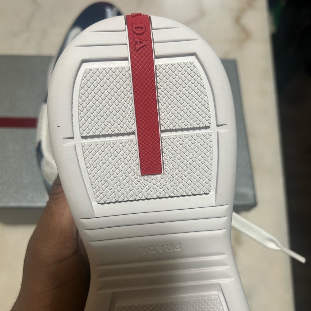 Prada Navy and White Low-Top Sneakers - Picture 6 of 8